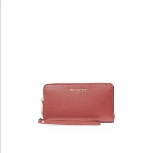 Michael Kors salmon pink wallet!!